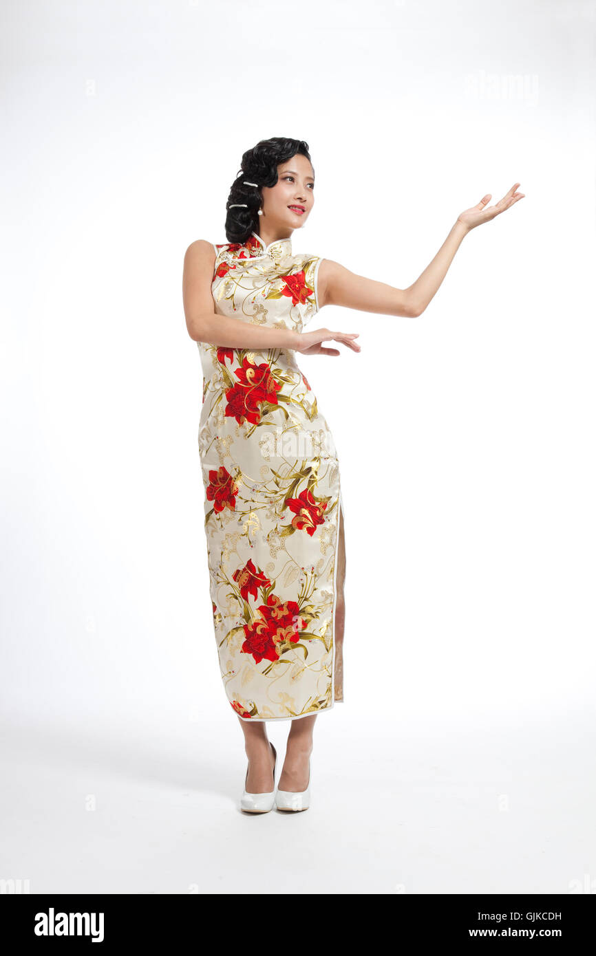 Dressed in traditional Chinese costumes studio shot young woman Stock ...