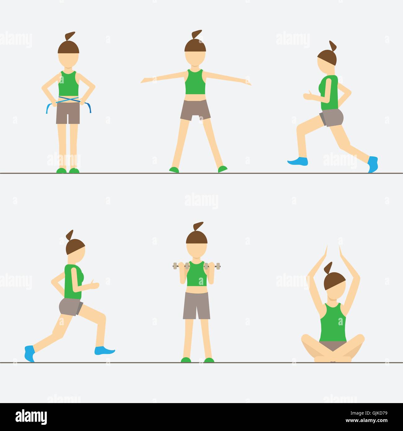 Sport Fitness Woman Set Exercise Workout Girl Stock Vector Image & Art ...