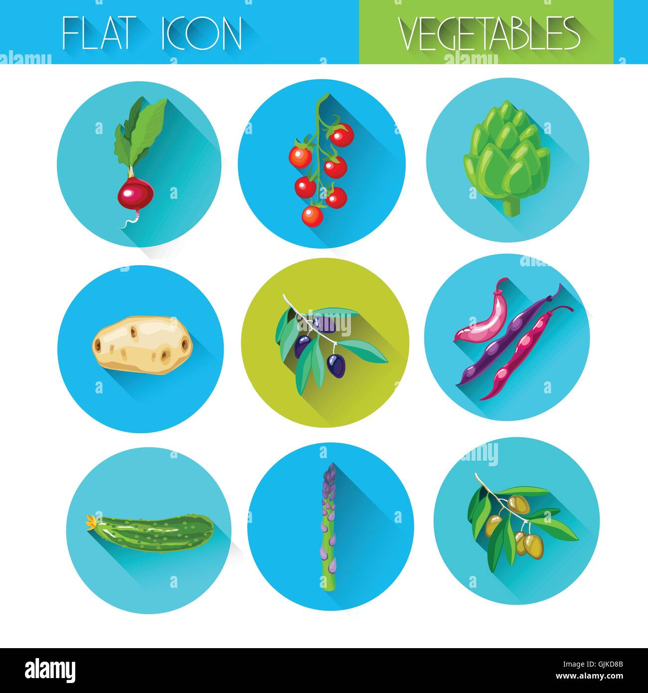 Colorful Collection Vegetable Icon Set Stock Vector Image & Art - Alamy