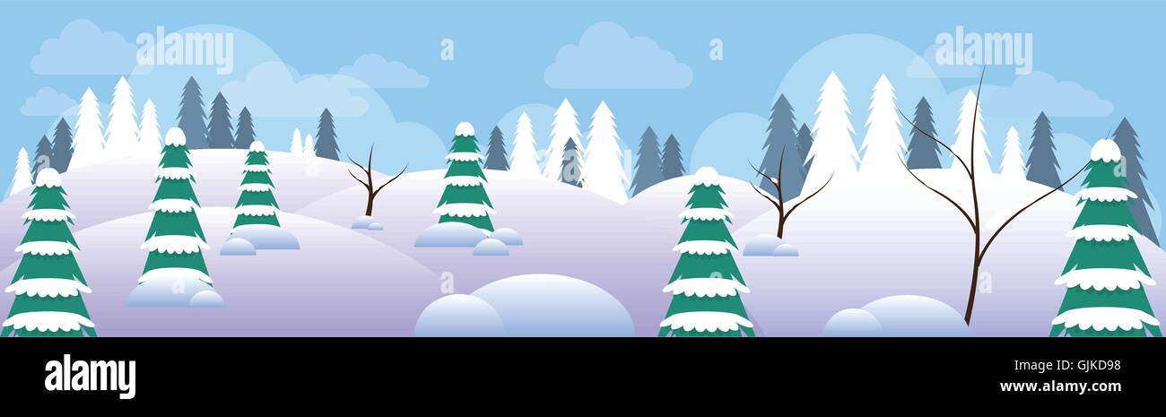 Winter Forest Landscape Christmas Background, Pine Snow Trees Woods ...