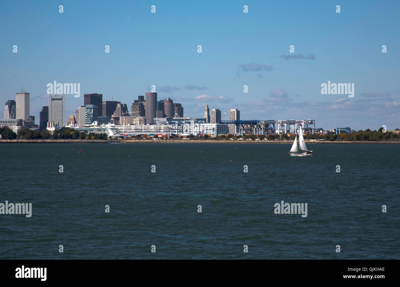 Yacht sailing around Boston harbor and islands an area of Massachusetts