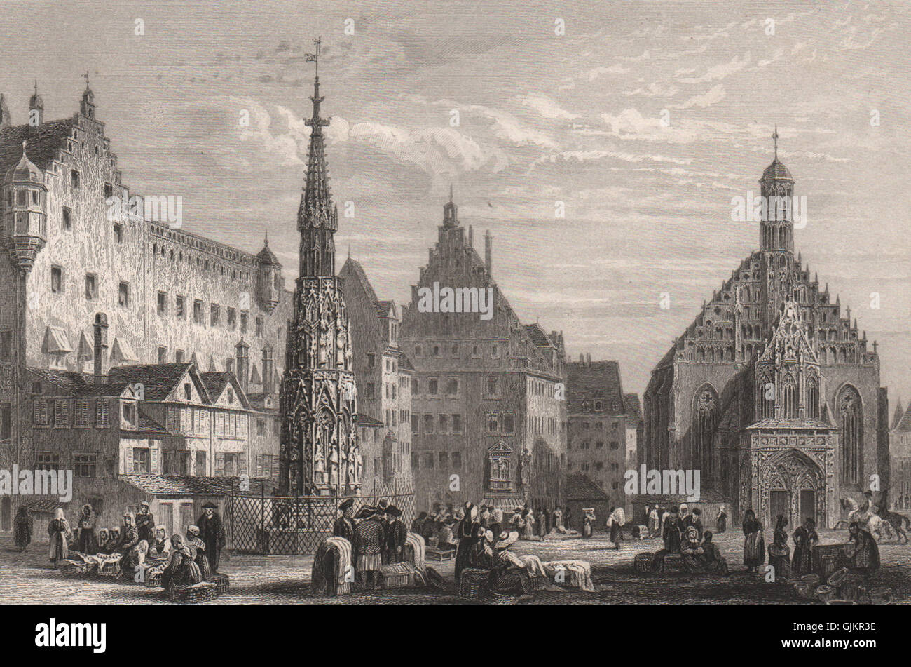 NÜRNBERG Hauptmarkt, Schöner Brunnen & Frauenkirche. 'Nuremberg ...