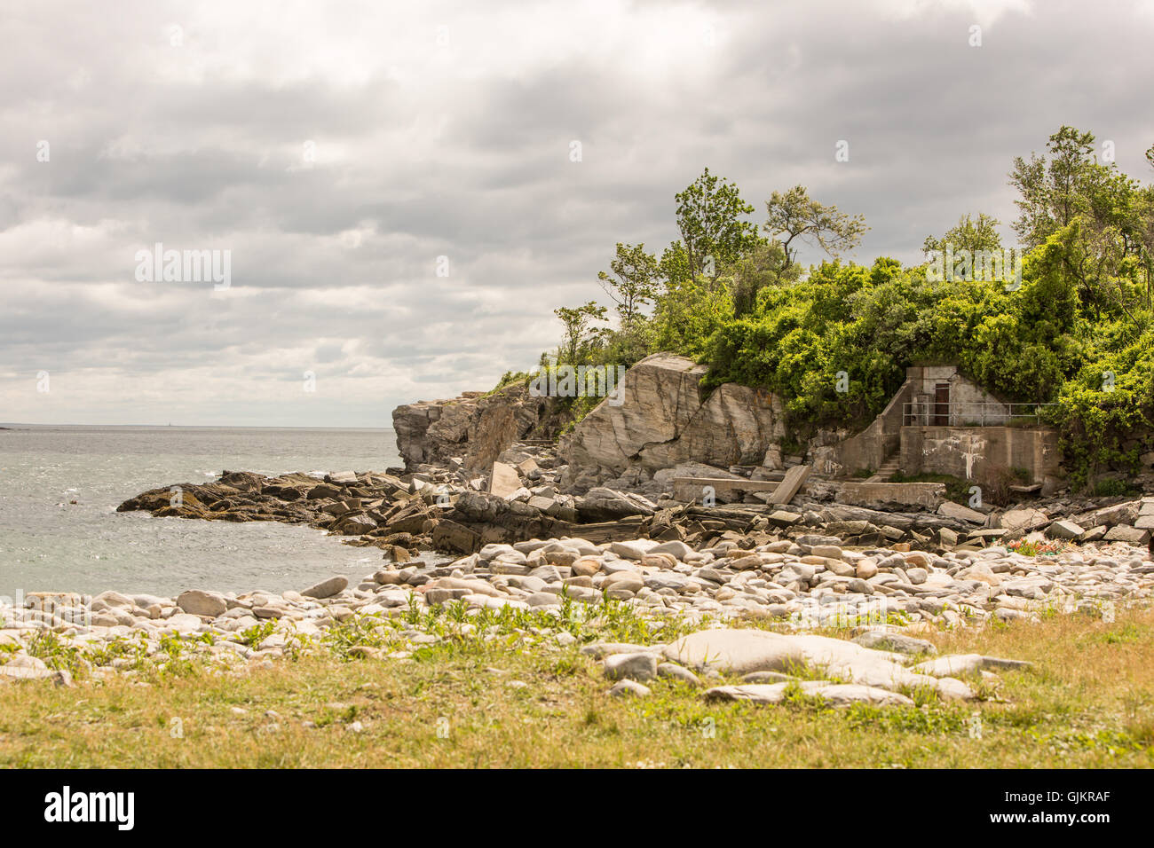 Historical fort at Fort Williams Park in Cape Elizabeth, Maine Stock