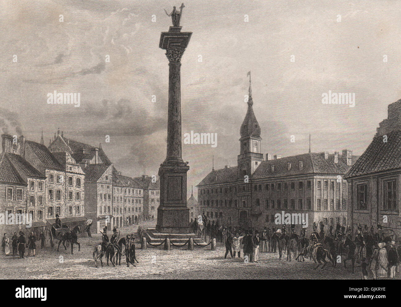 WARSAW. 'Varsovie'. Sigismund's Column /Kolumna Zygmunta, Castle Square, 1855 Stock Photo