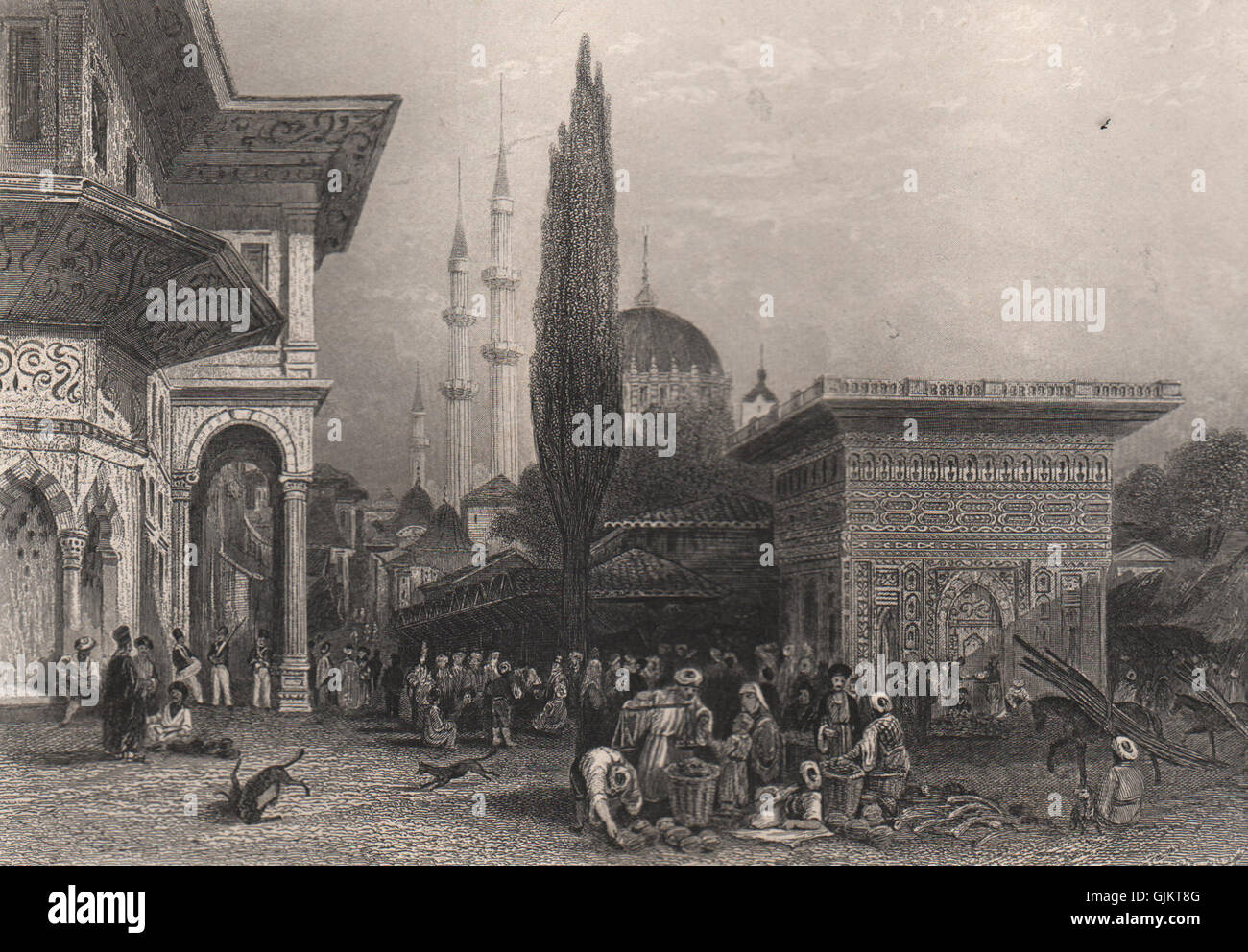 ISTANBUL. Blue Mosque, minarets. 'Constantinople'. Turkey, antique print 1855 Stock Photo