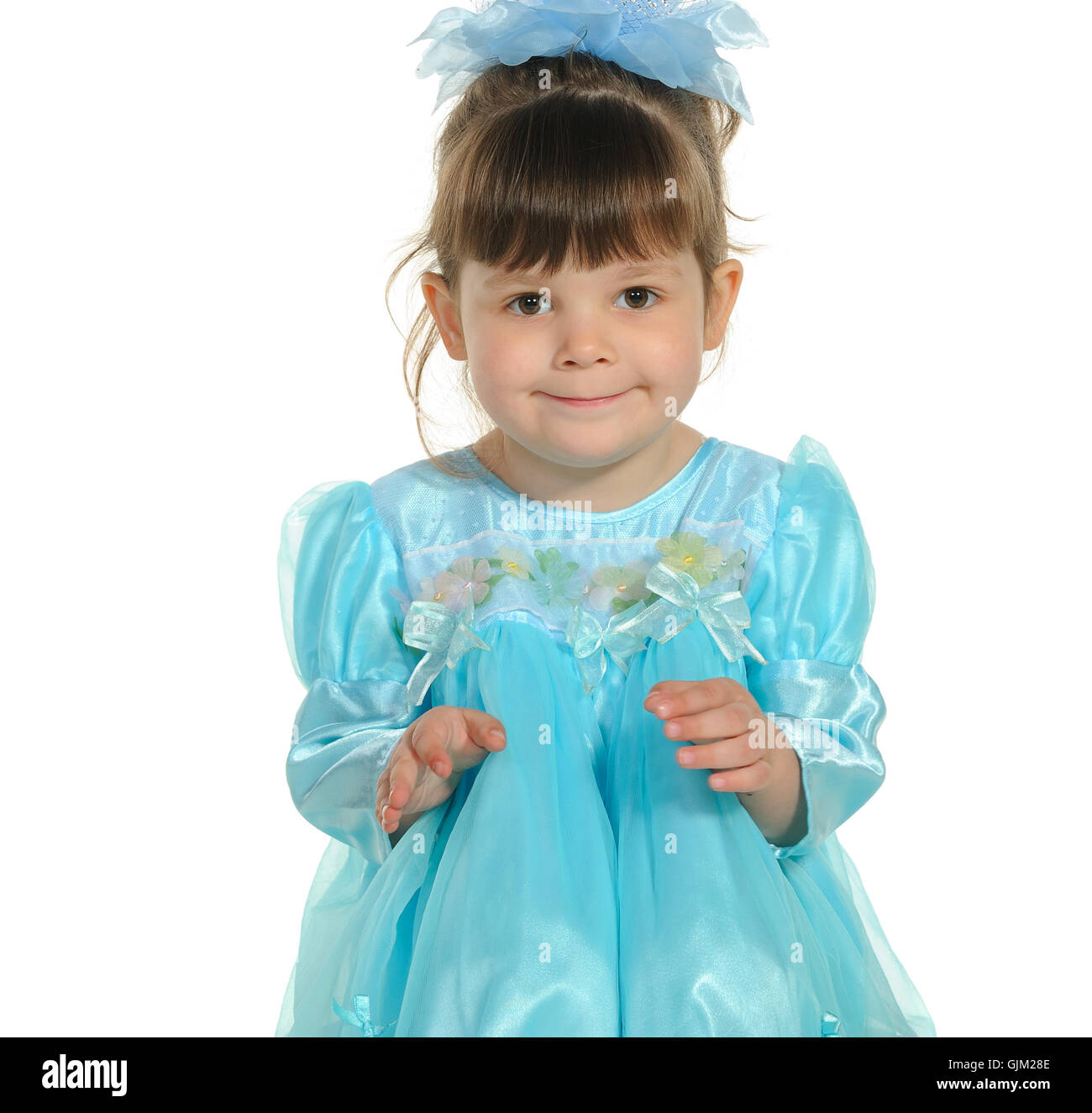Pretty the little girl in a blue dress Stock Photo - Alamy