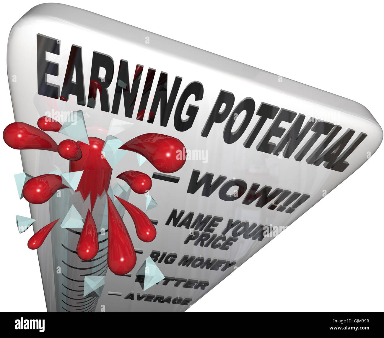 Earning Potential - Thermometer of Income Expectations Stock Photo