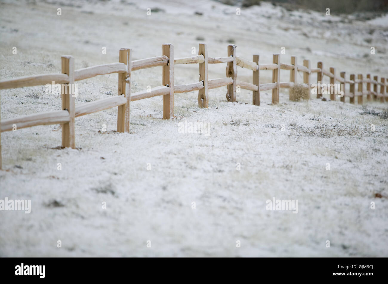 Split Rail Fence in Winter Stock Photo - Alamy