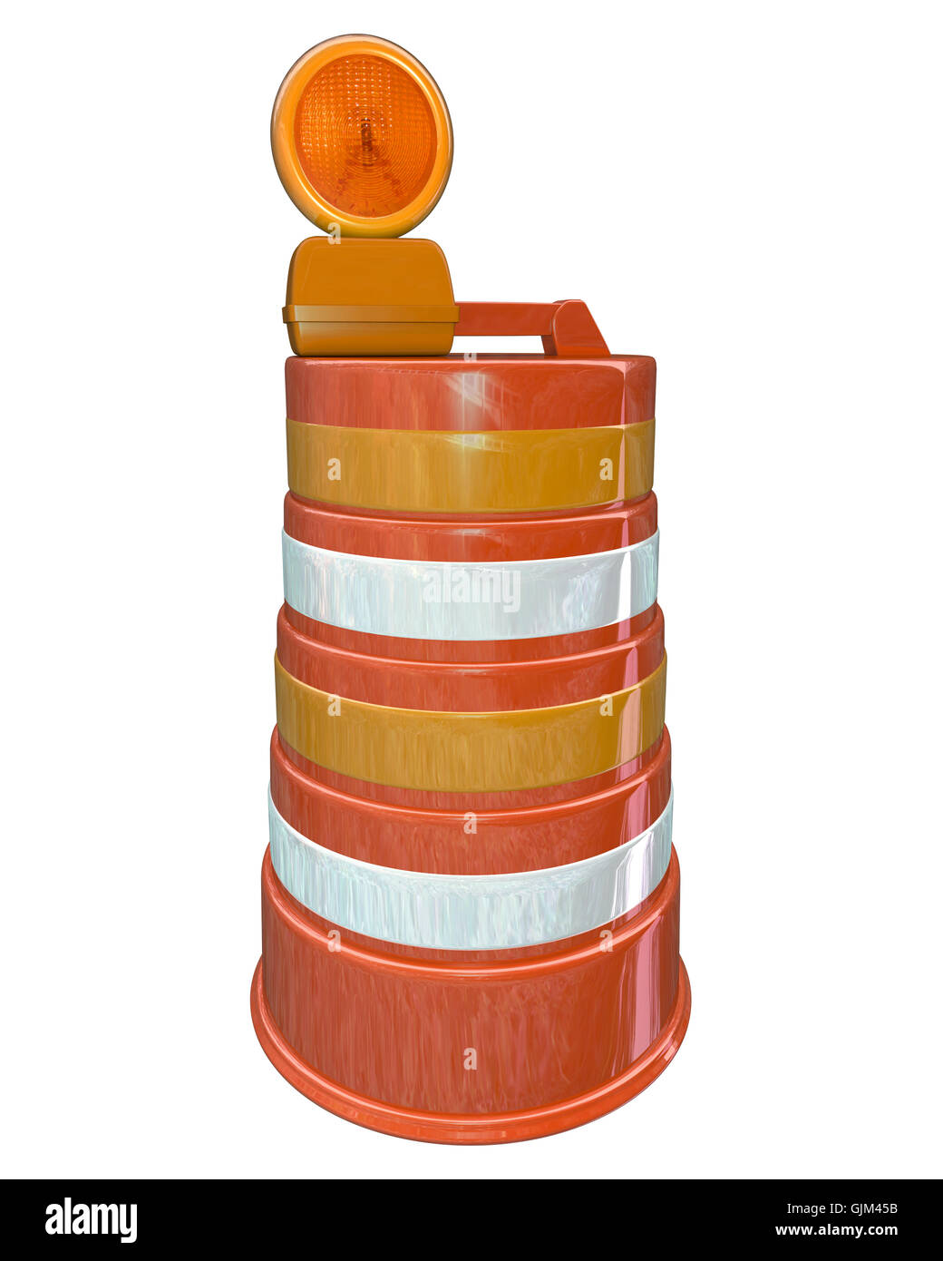 Orange Construction Barrel Road Work Warning Stock Photo