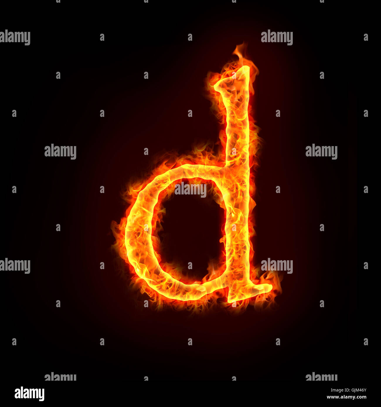 fire alphabets, small letter d Stock Photo