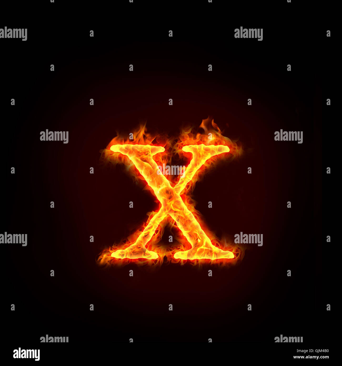fire alphabets, small letter x Stock Photo