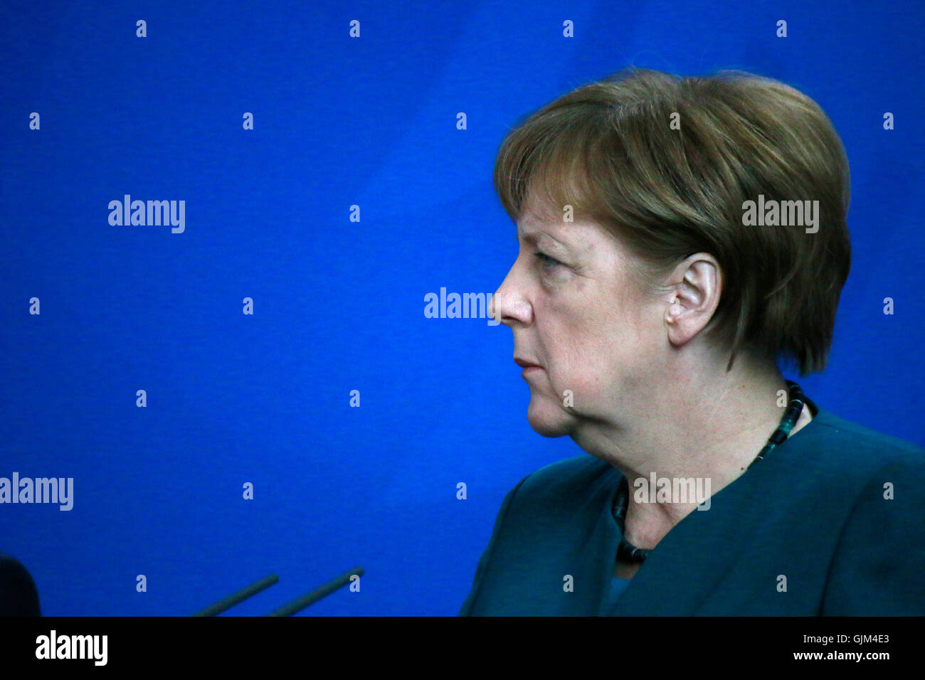 BKin Angela Merkel - Treffen der dt. Bundeskanzlerin mit dem Praesisenten der Palaestinensischen Autonomiebehoerde, Bundeskanzle Stock Photo