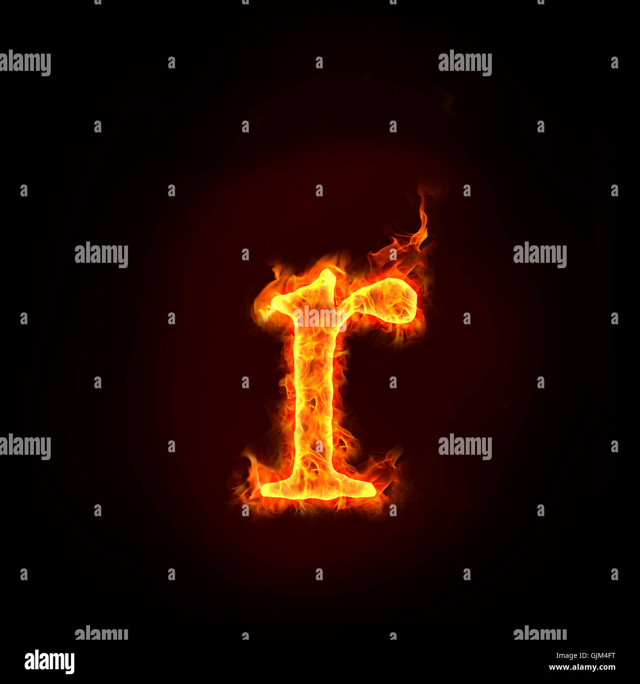 fire alphabets, small letter r Stock Photo