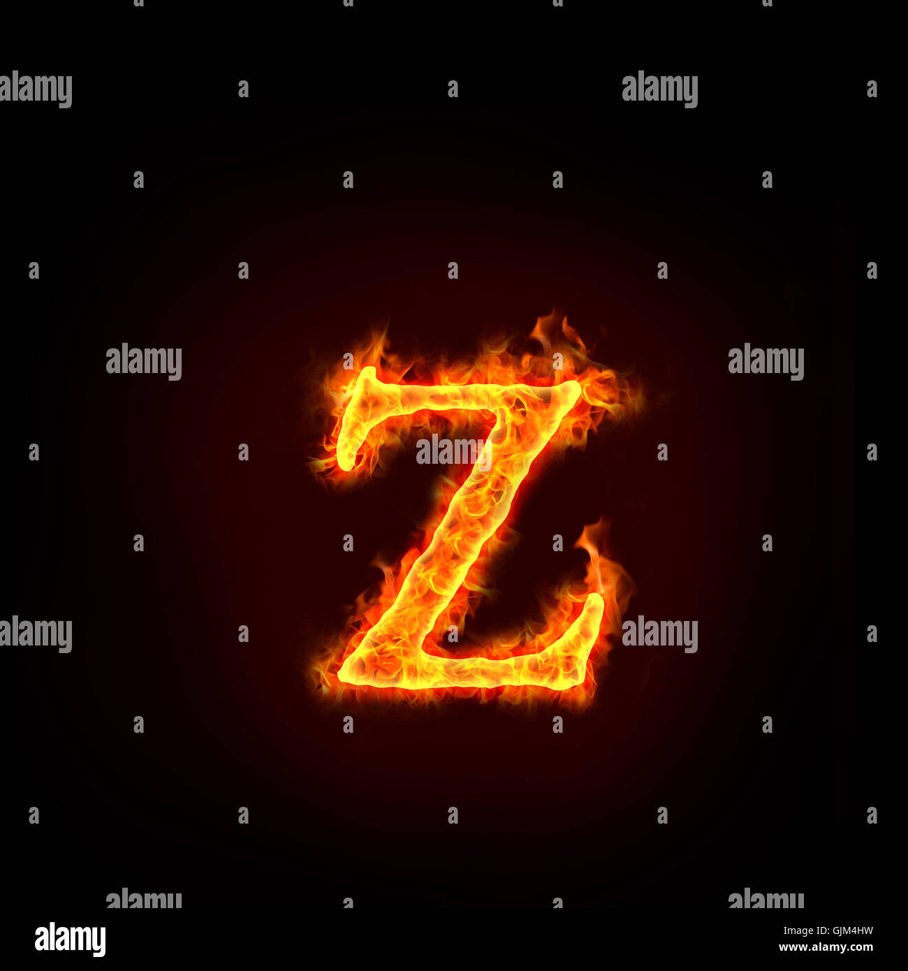 fire alphabets, small letter z Stock Photo