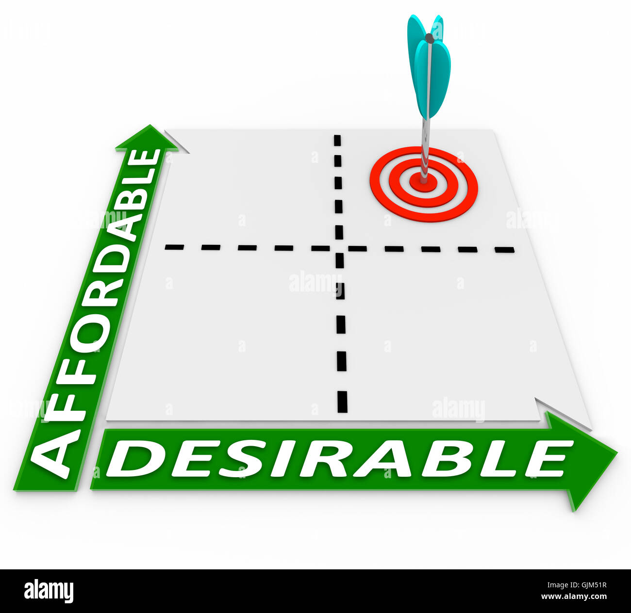 Affordable and Desirable Chart - Arrow and Target Stock Photo