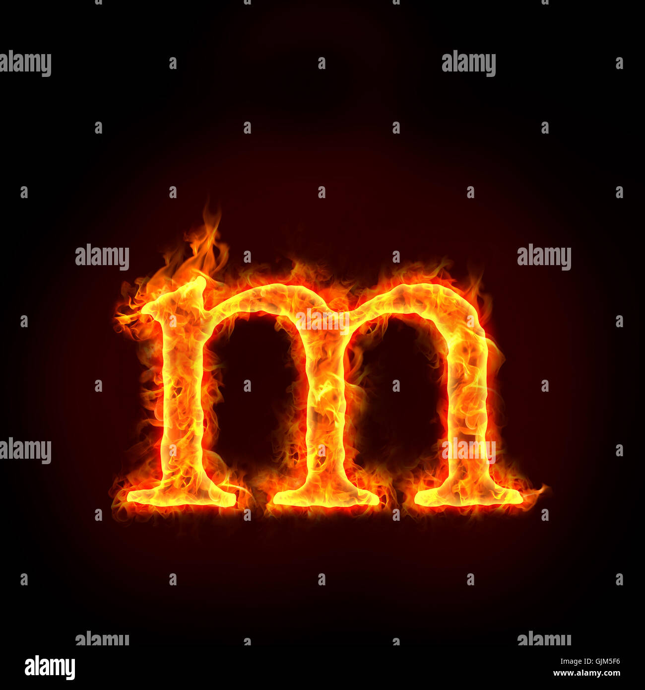 fire alphabets, small letter m Stock Photo
