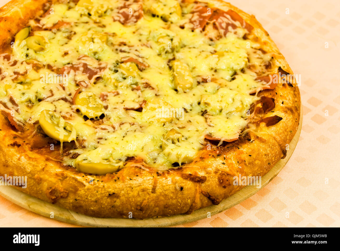 pizza olive mushroom Stock Photo