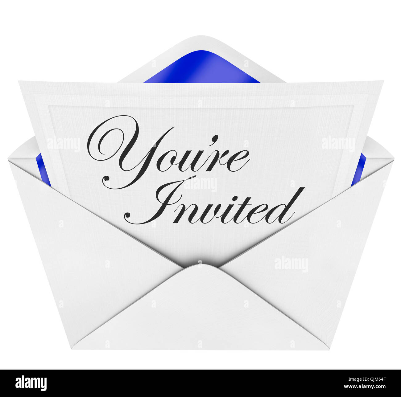 You're Invited - Invitation and Open Envelope Stock Photo