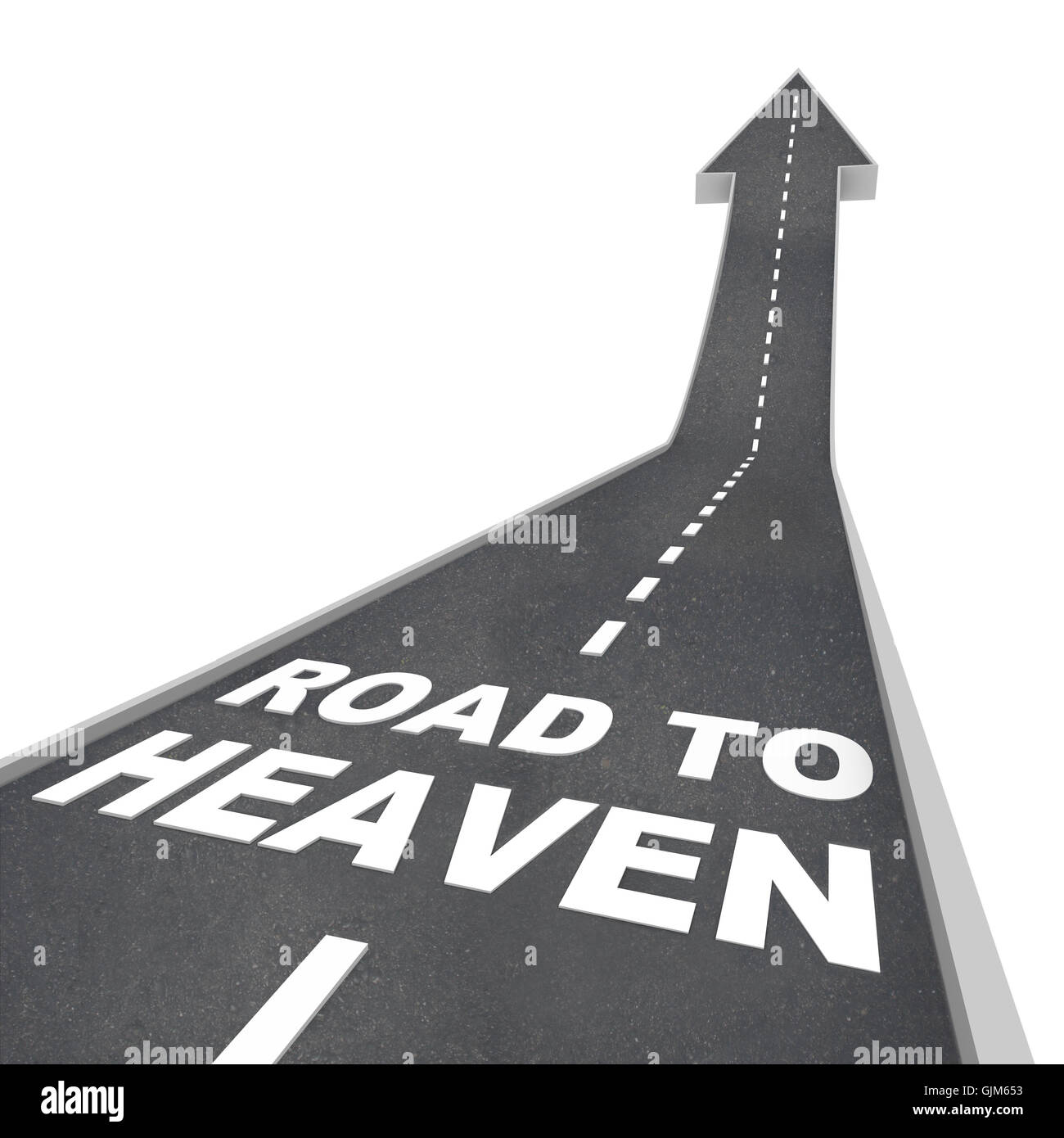 Road to Heaven - Words on Street Stock Photo