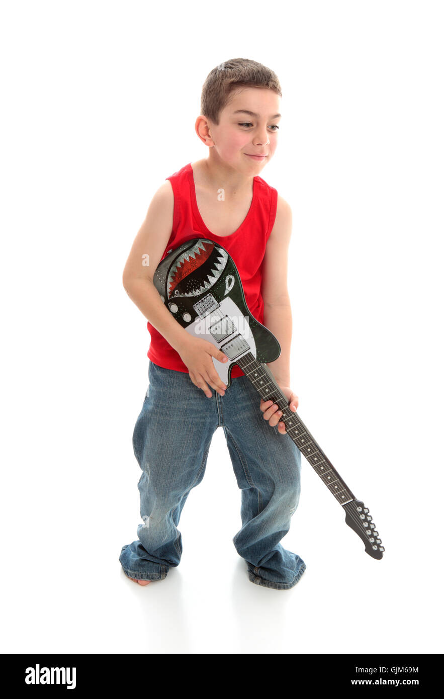 Little musician playing a guitar Stock Photo