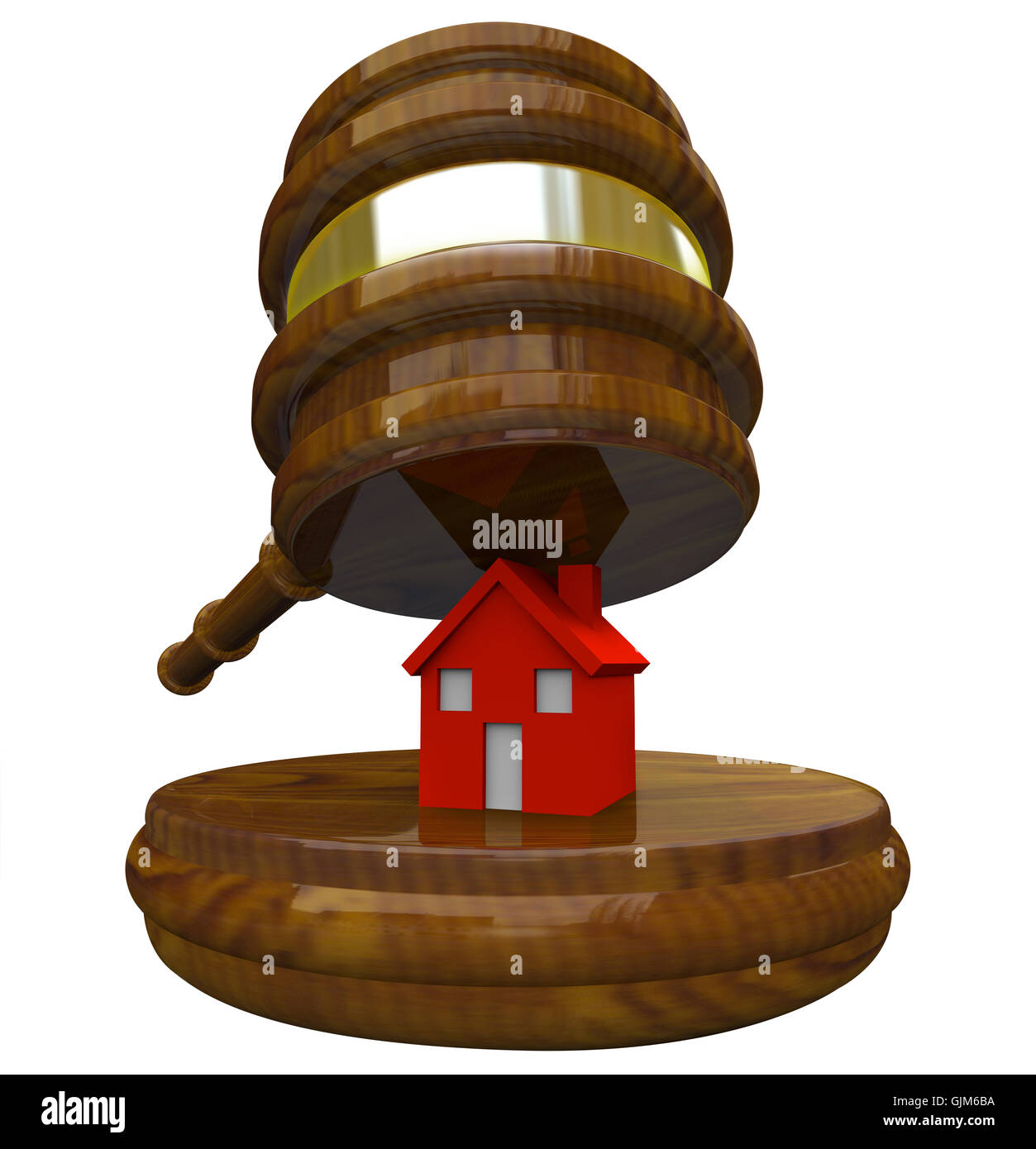 Gavel and House - Losing Home to Foreclosure and Bankruptcy Stock Photo
