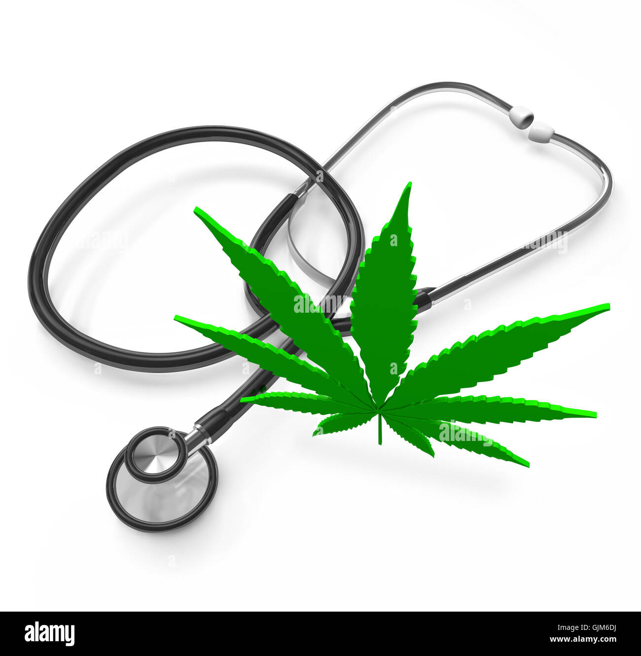 Medical Marijuana - Cannabis Leaf and Stethoscope Stock Photo