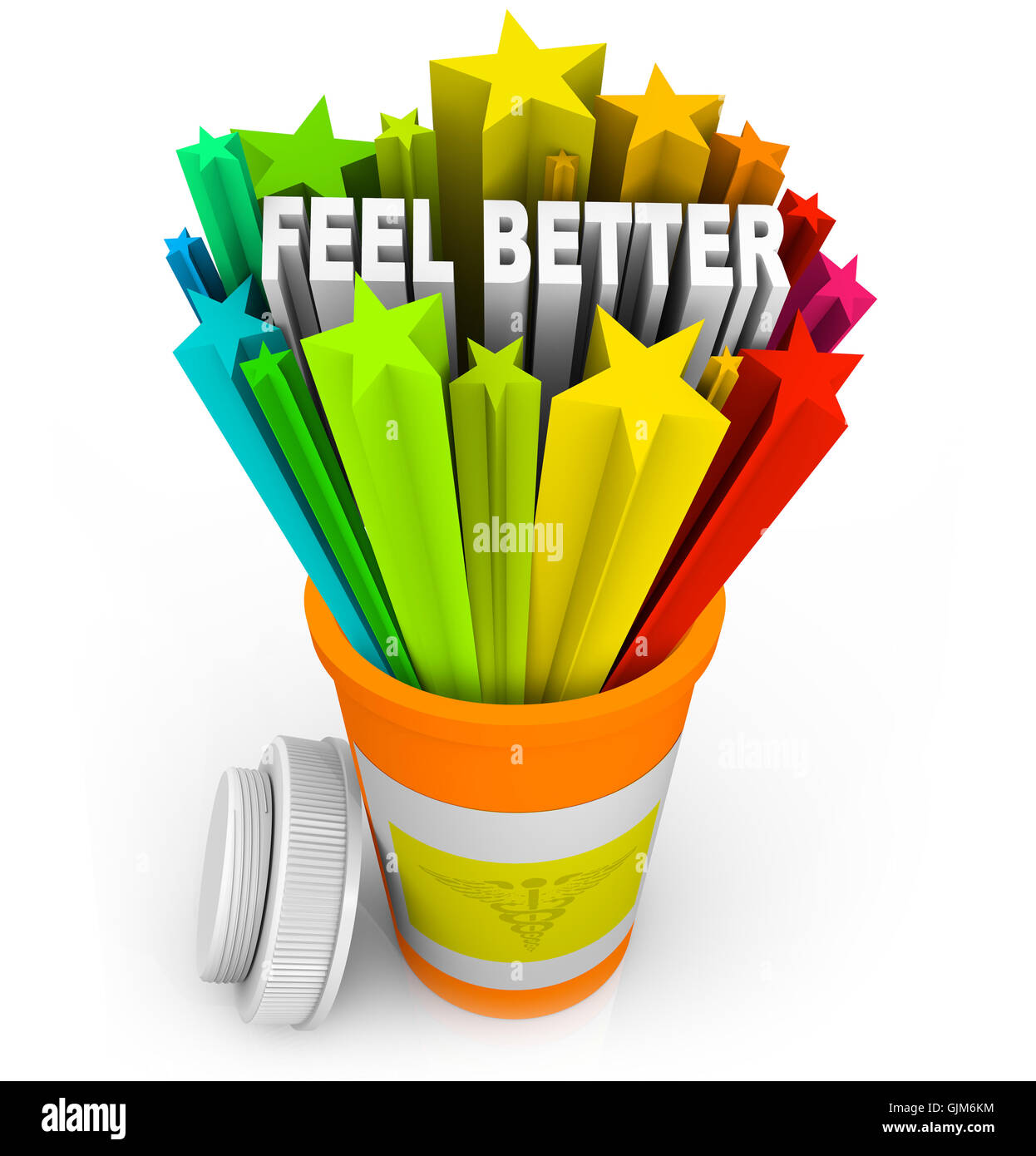 Feel Better - Prescription Medicine Beats Sickness Stock Photo