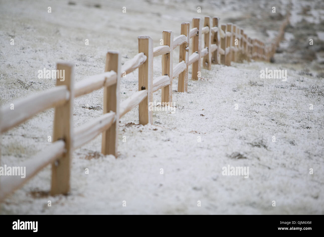 Split Rail Fence in Winter Stock Photo - Alamy