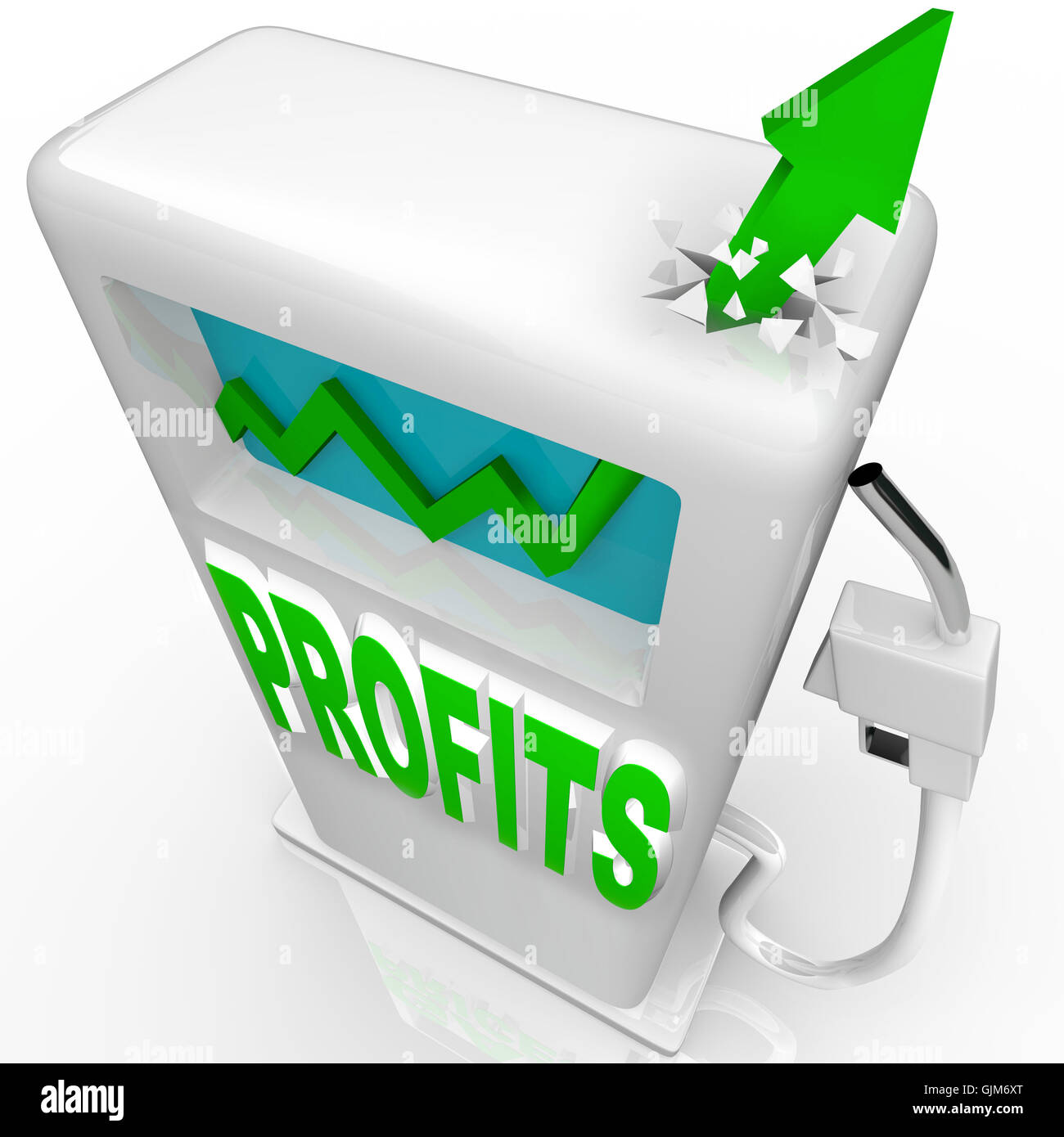 Profits Rising - Growth Arrow on Gas Pump Stock Photo