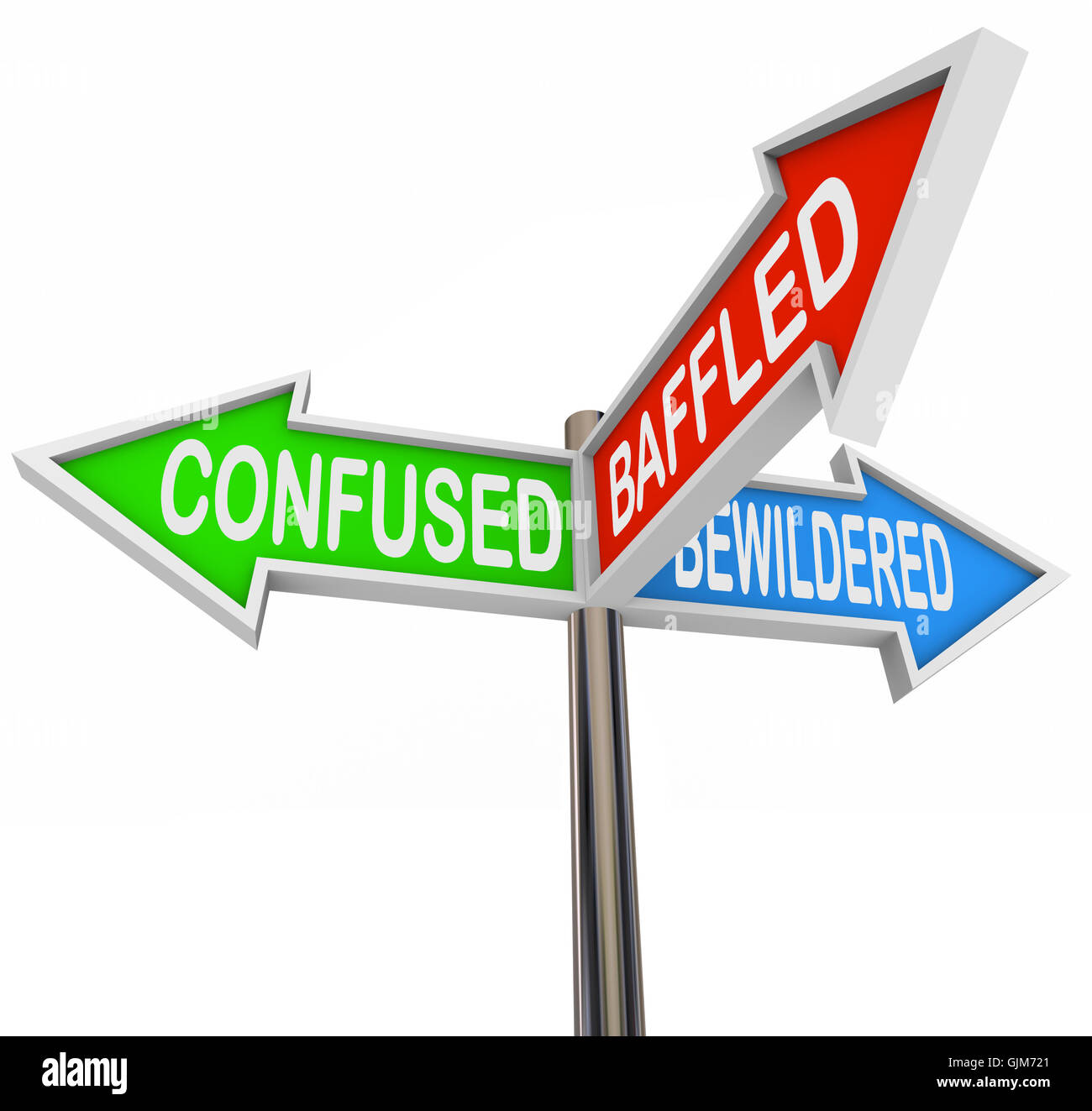 Confused, Baffled, Bewildered - Arrow Signs Stock Photo