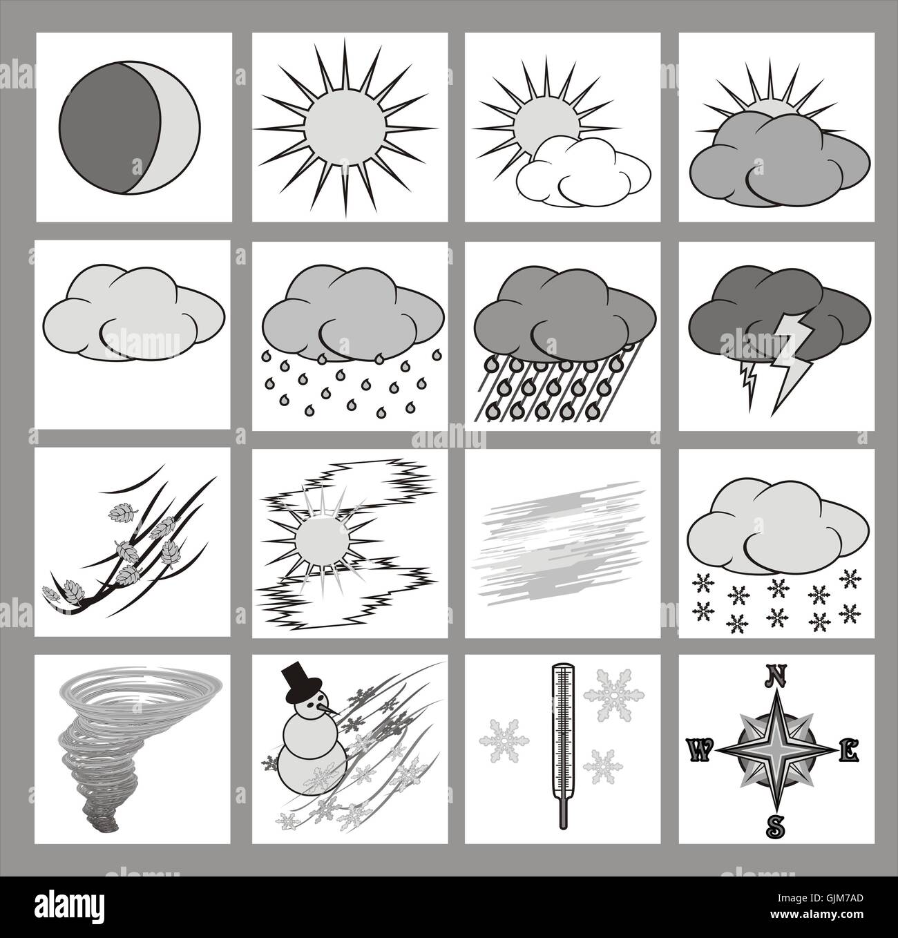 Weather Icons Grayscale Stock Photo - Alamy