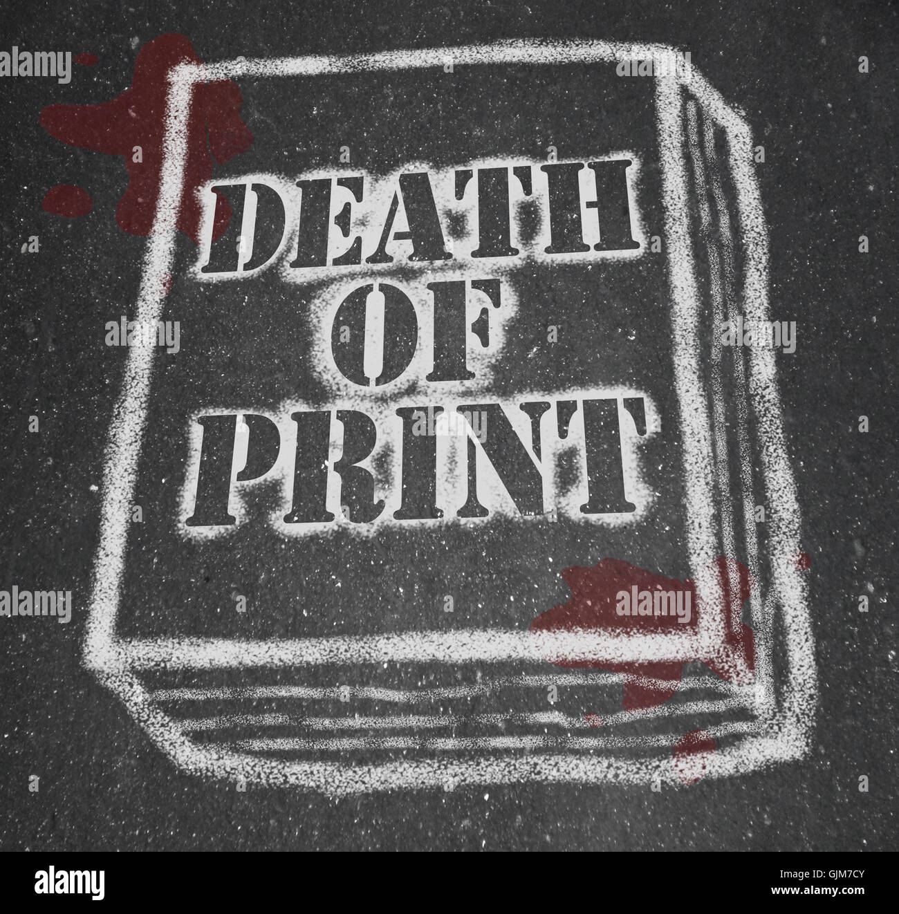 Death of Print - Chalk Outline of Book Stock Photo