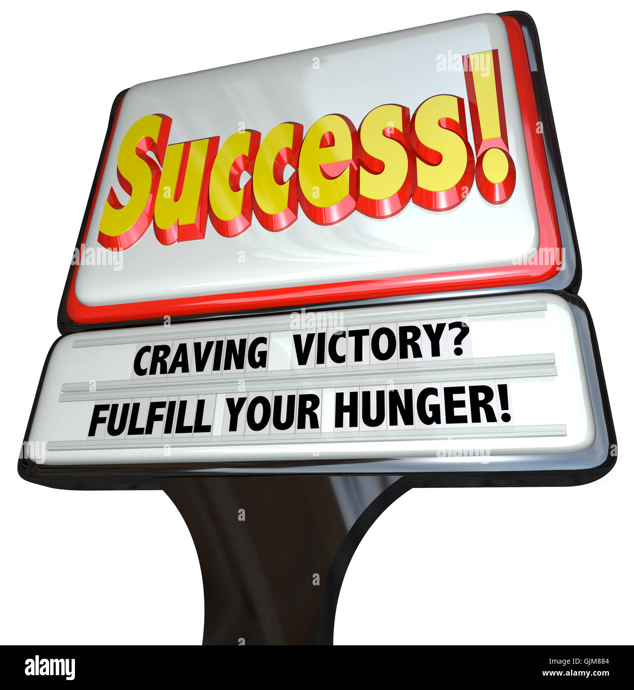 Success Sign - Craving Victory Fulfill Hunger Stock Photo