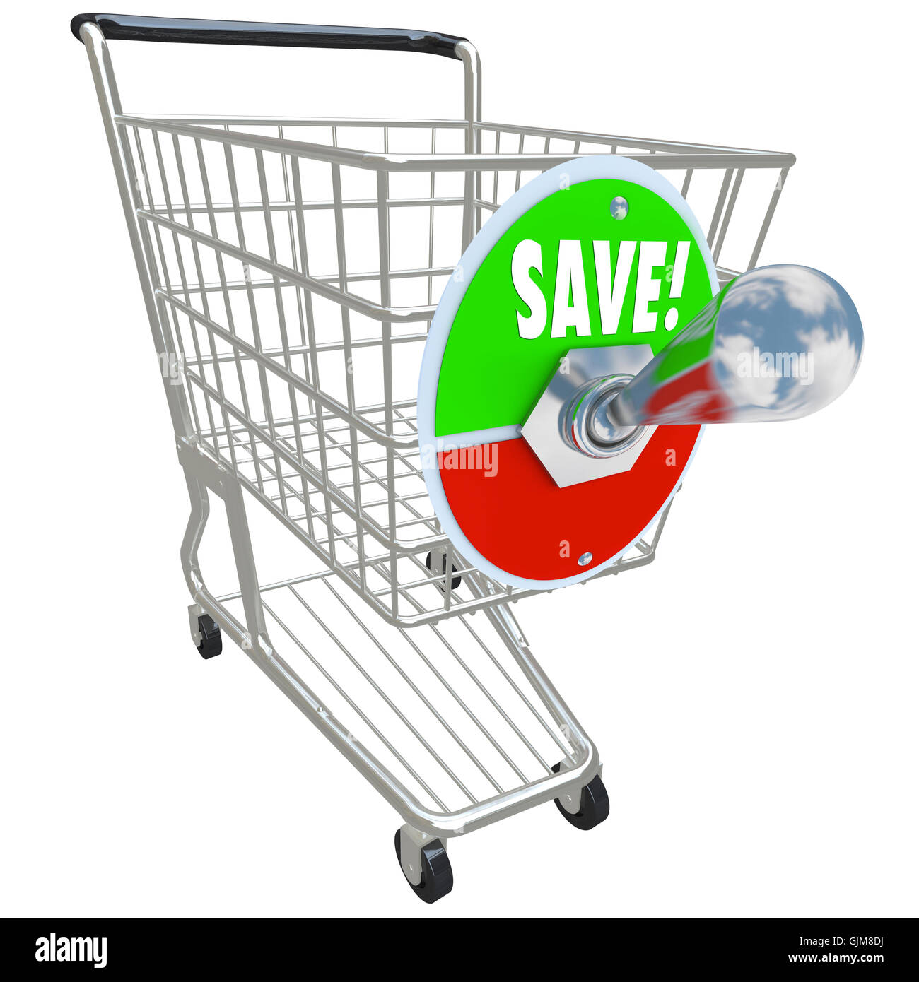 Shopping Cart with Sale Switch for Maximum Savings Stock Photo
