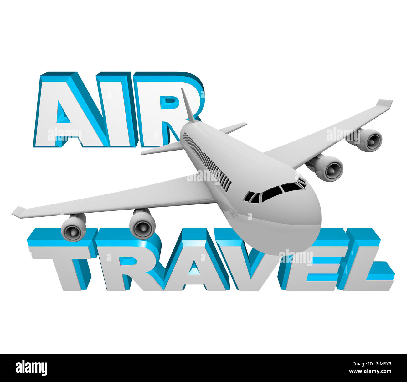 Air Travel - Airplane Flight for Vacation or Business Stock Photo