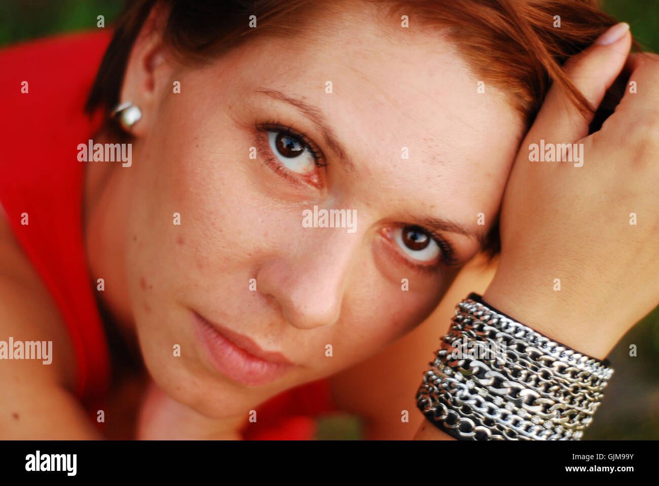 Portrait Of A Pretty Young Woman Stock Photo - Alamy