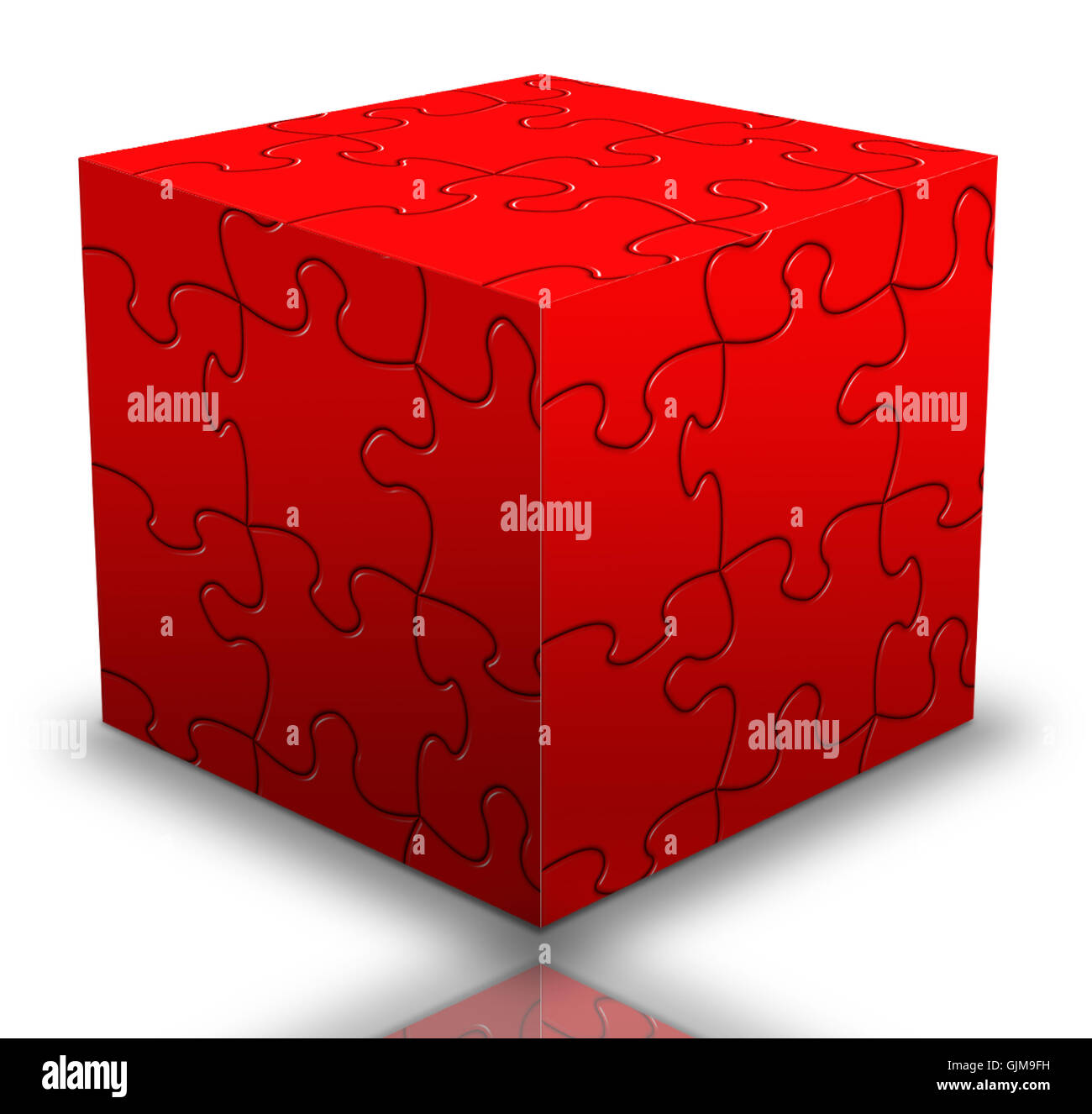 cube puzzle box in red Stock Photo