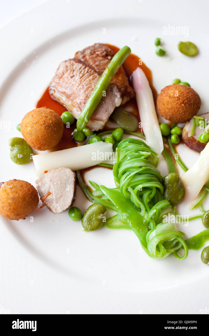 Restaurant meal with lamb Stock Photo - Alamy