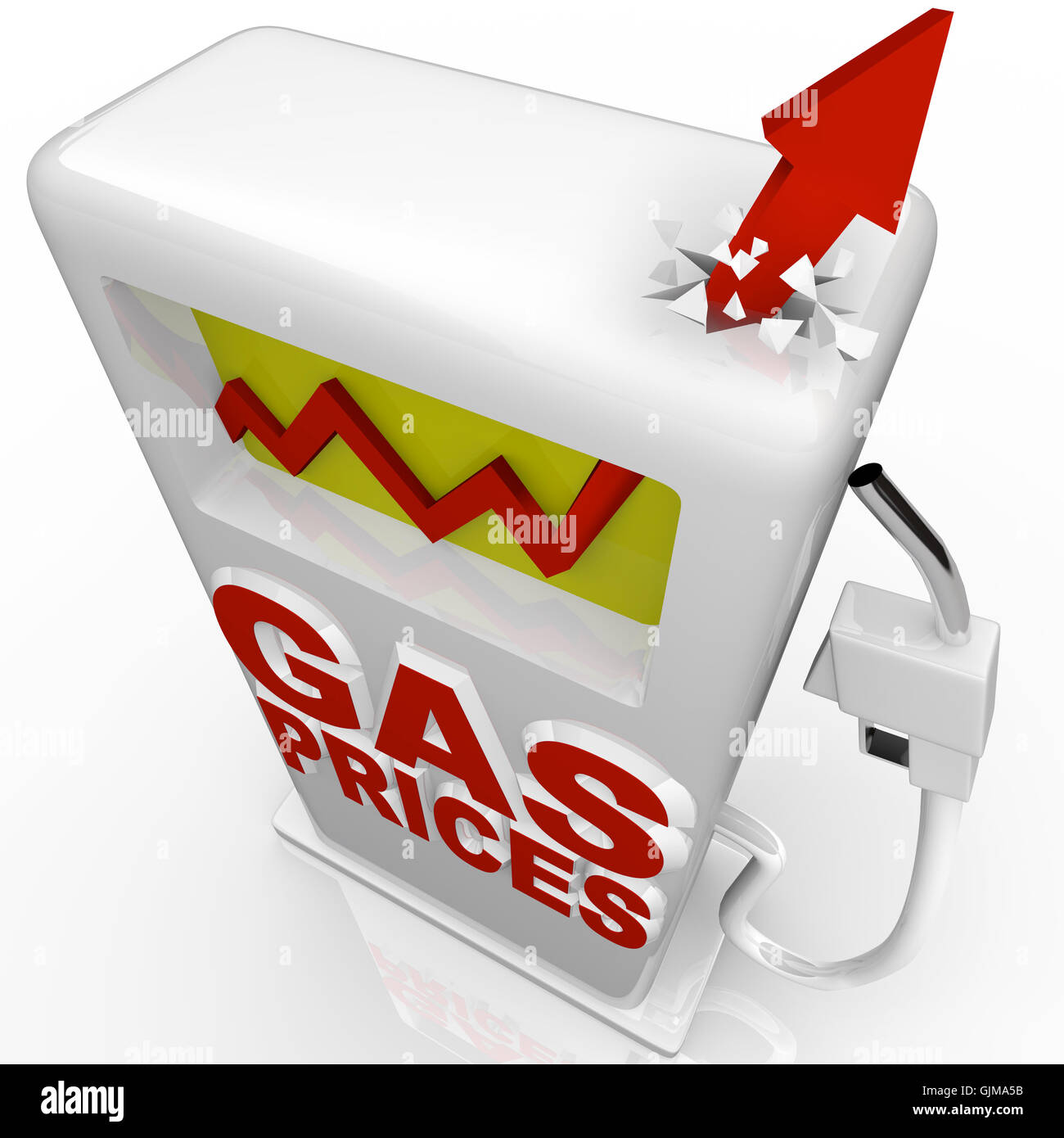 Gas Prices - Arrow Rising at Gasoline Pump Stock Photo