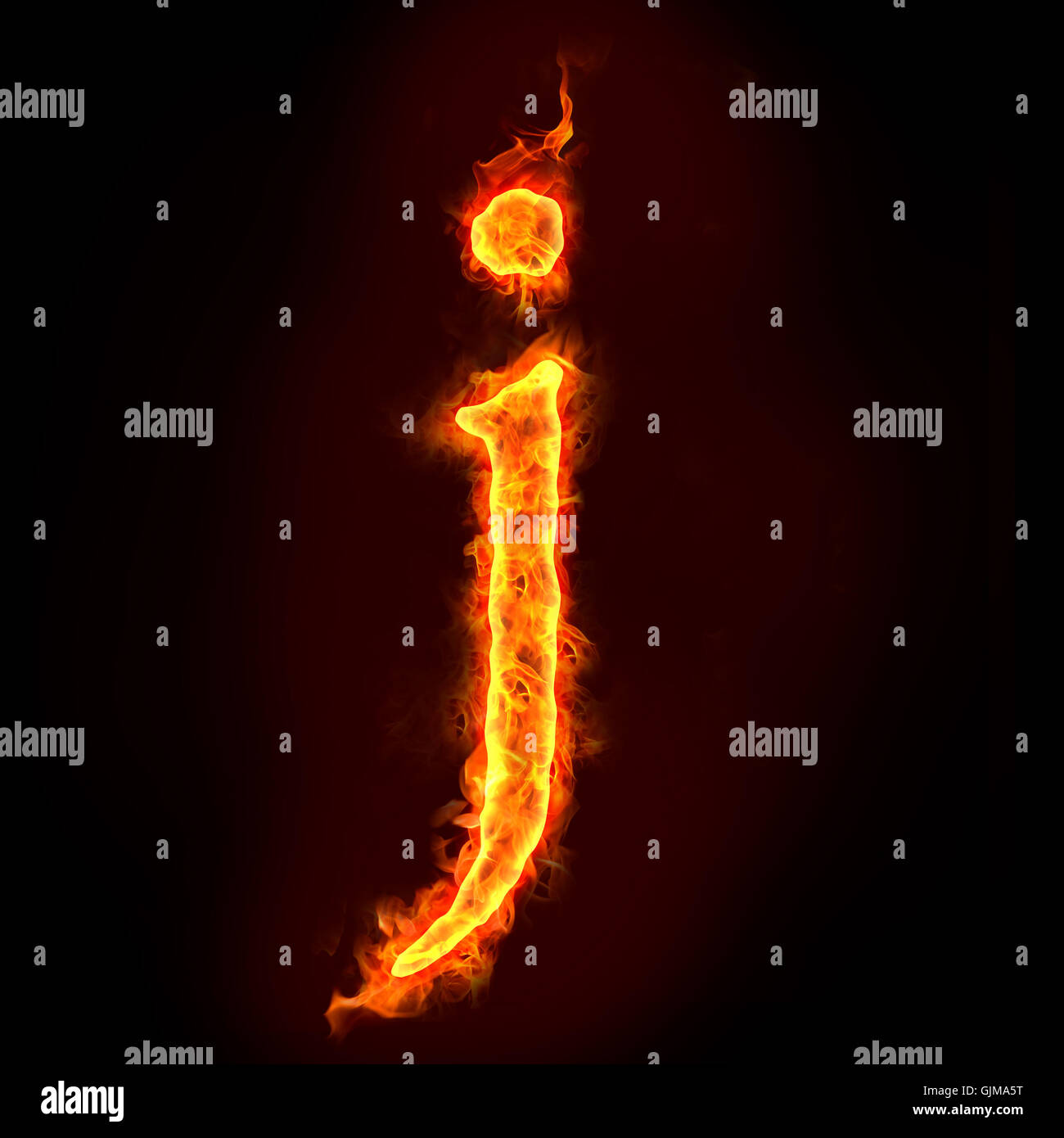 fire alphabets, small letter j Stock Photo