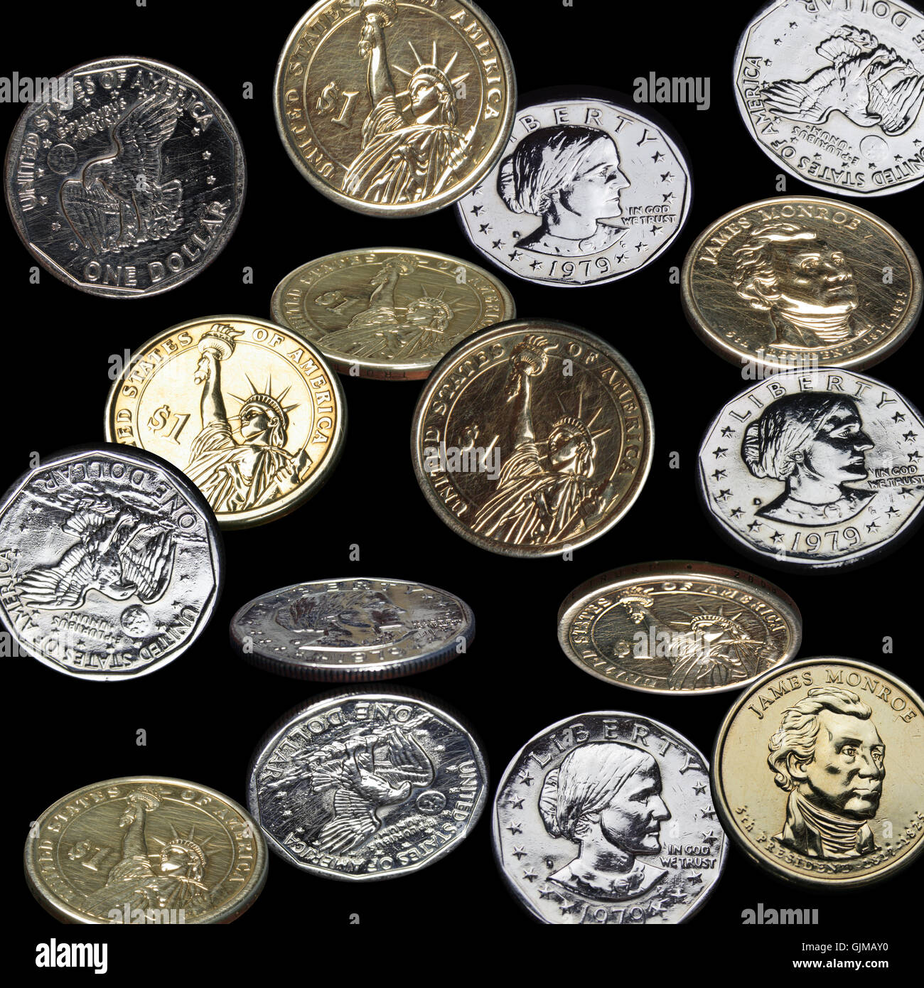 Silver coins falling hires stock photography and images Alamy