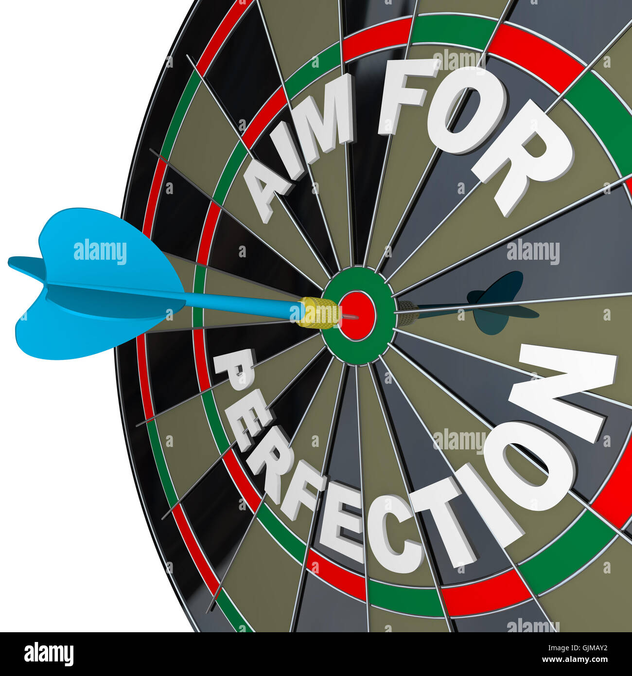 Aim for Perfection - Dart Hits Target Bulls-Eye on Dartboard Stock Photo