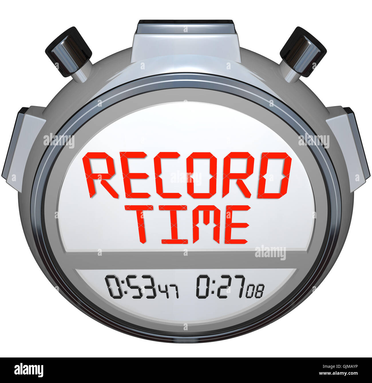 Record Time Stopwatch Displays Best Time Ever Stock Photo Alamy
