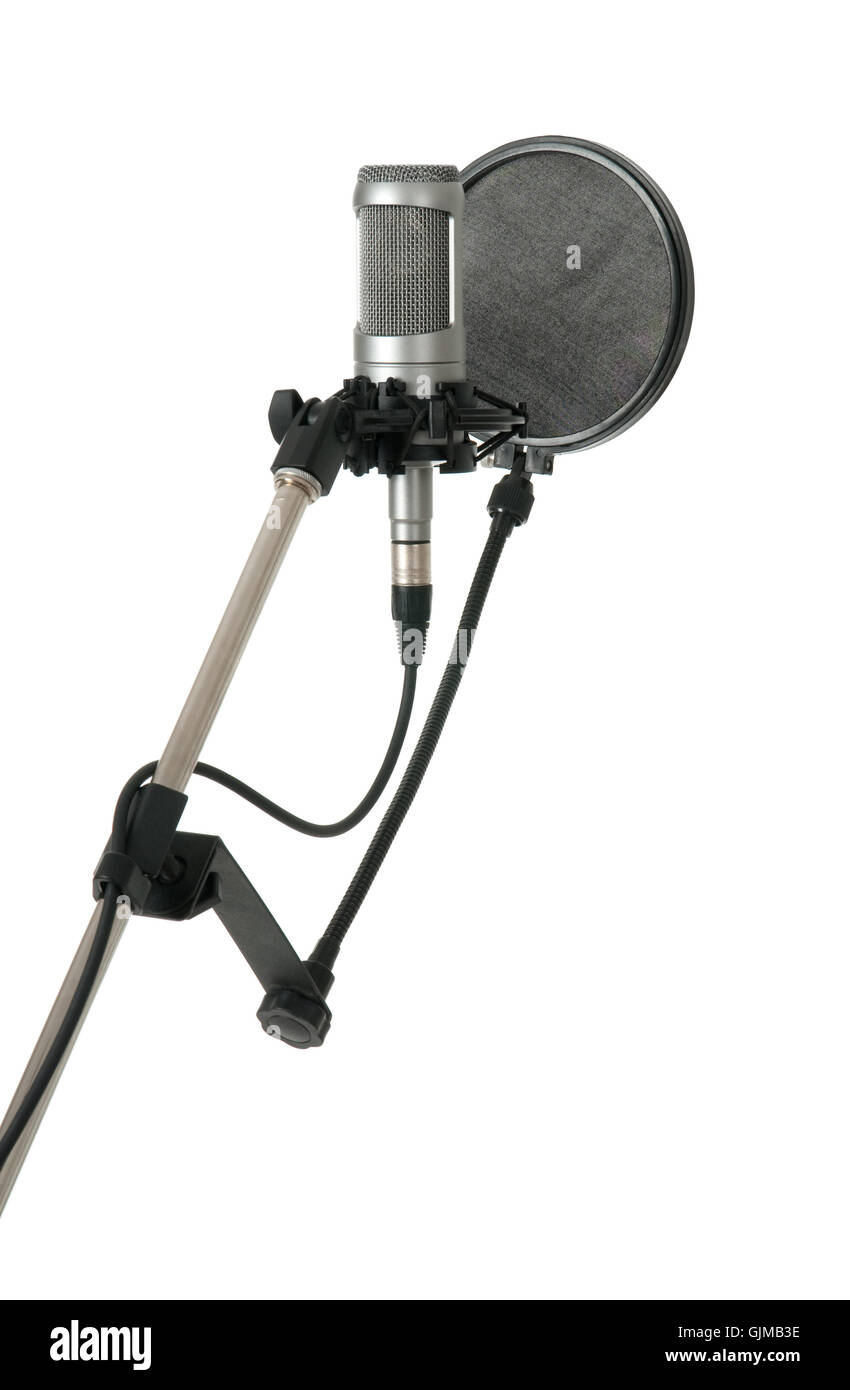 Studio microphone with pop filter Stock Photo Alamy