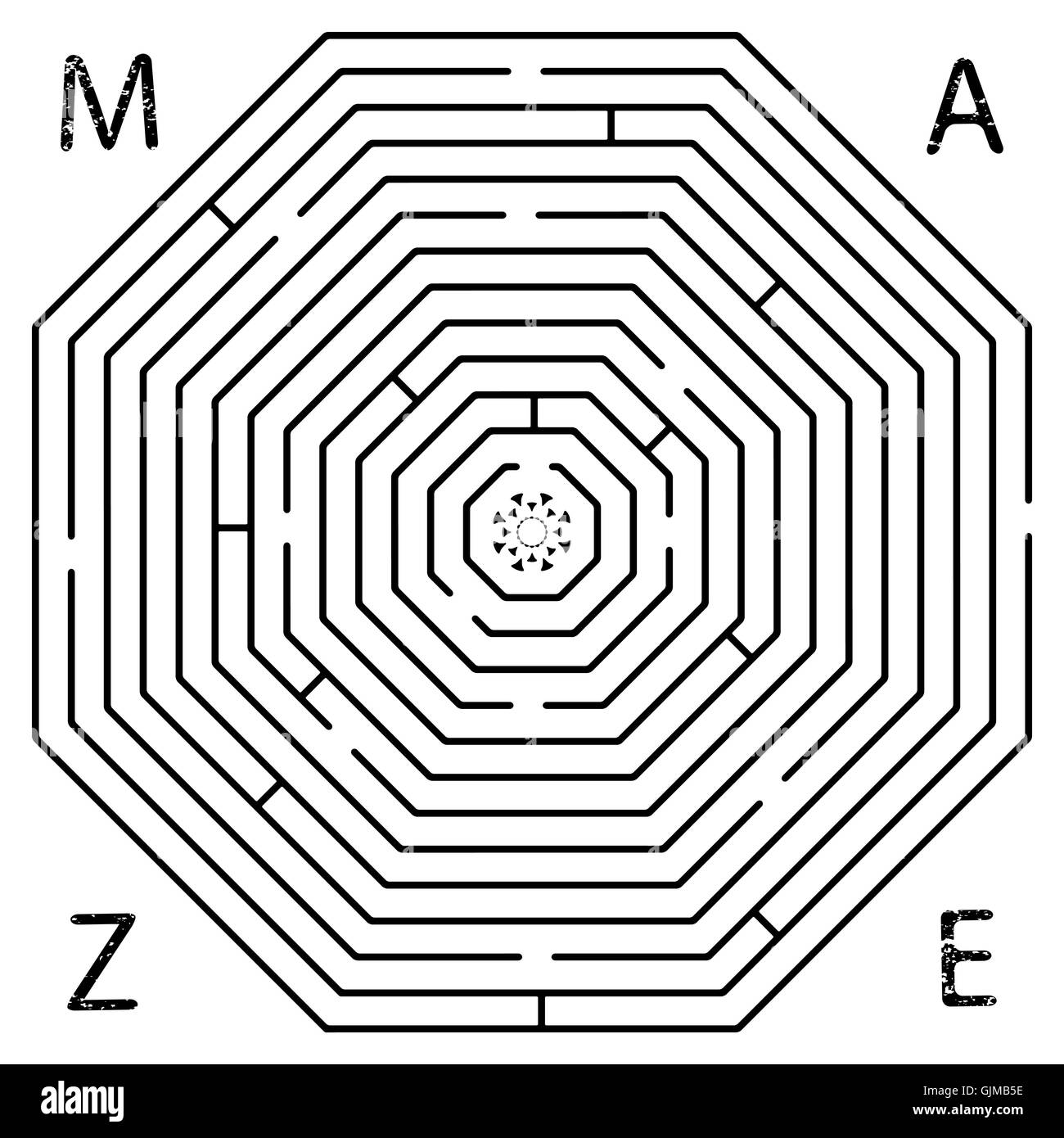 octagon maze Stock Photo