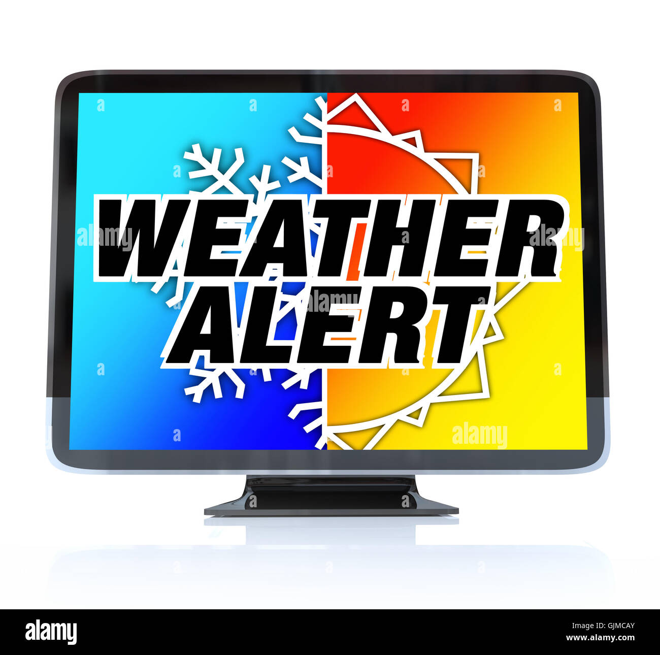 Weather Alert - High Definition Television HDTV Stock Photo