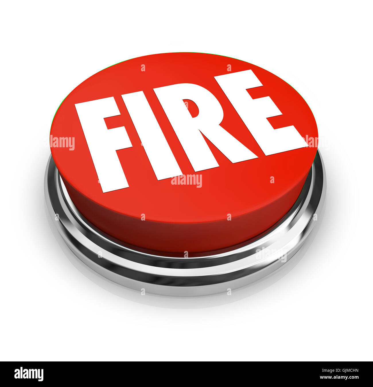 Fire Word on Round Red Button Stock Photo