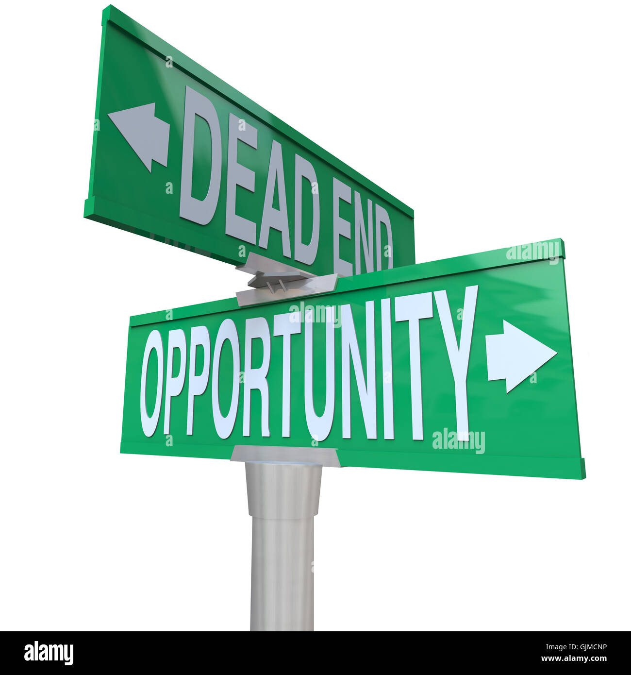 Decision at Turning Point of Dead End or Opportunity Stock Photo