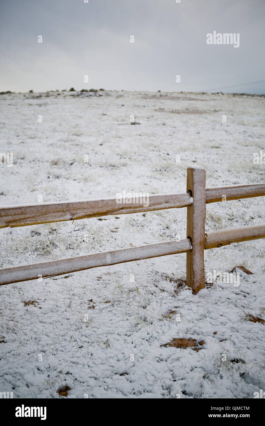 Split Rail Fence in Winter Stock Photo - Alamy