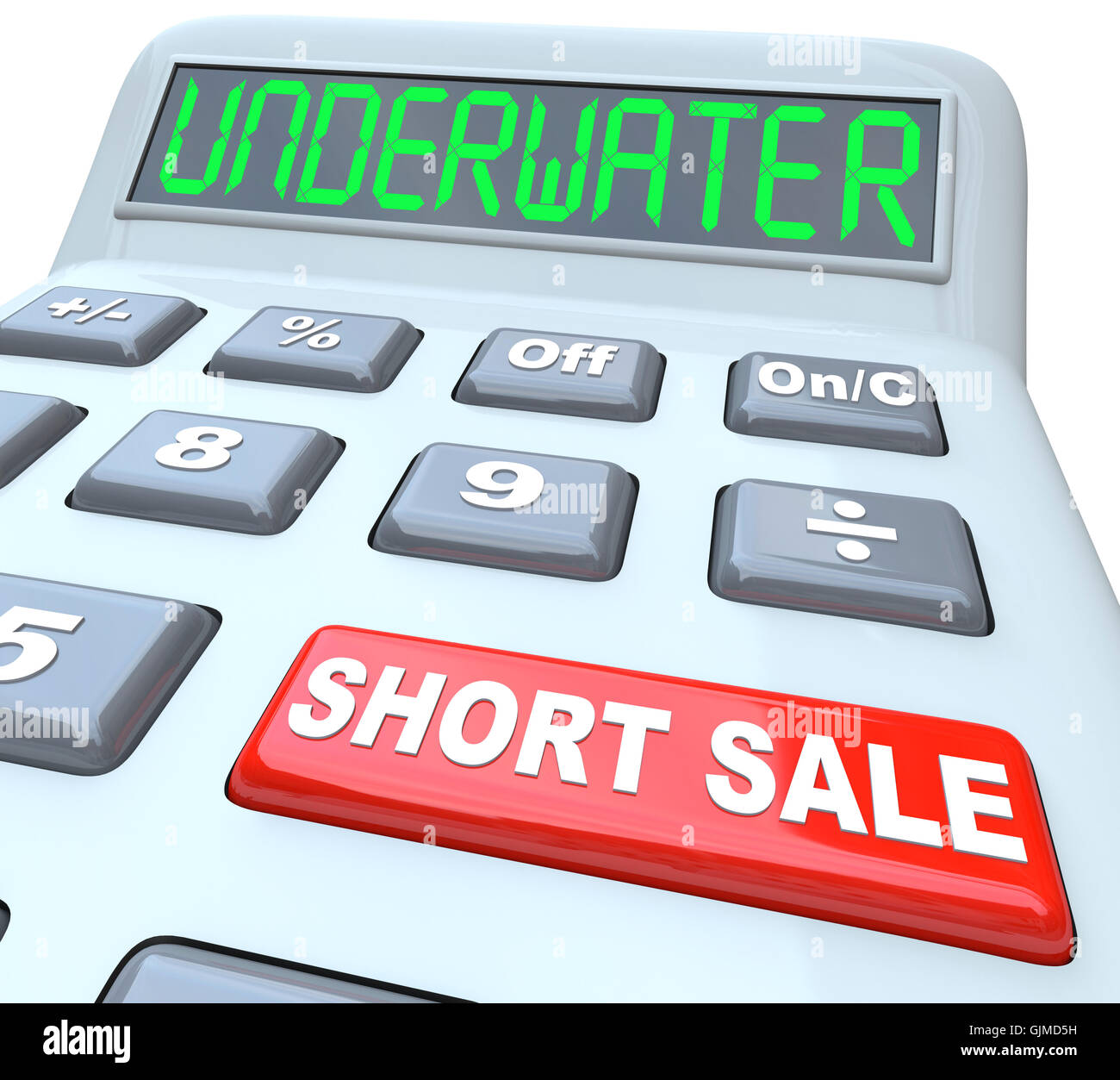 Underwater Short Sale Words on Calculator Stock Photo